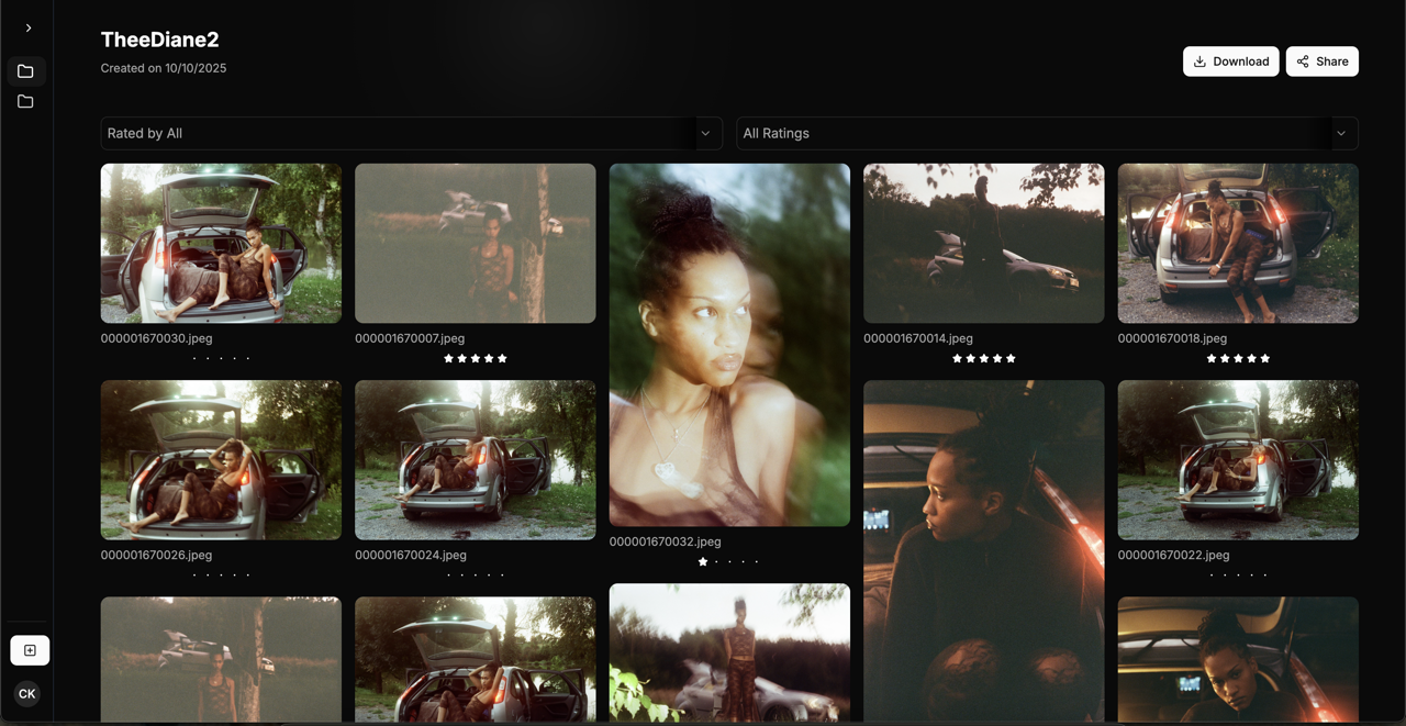 Screenshot of fframess platform showing project management dashboard
